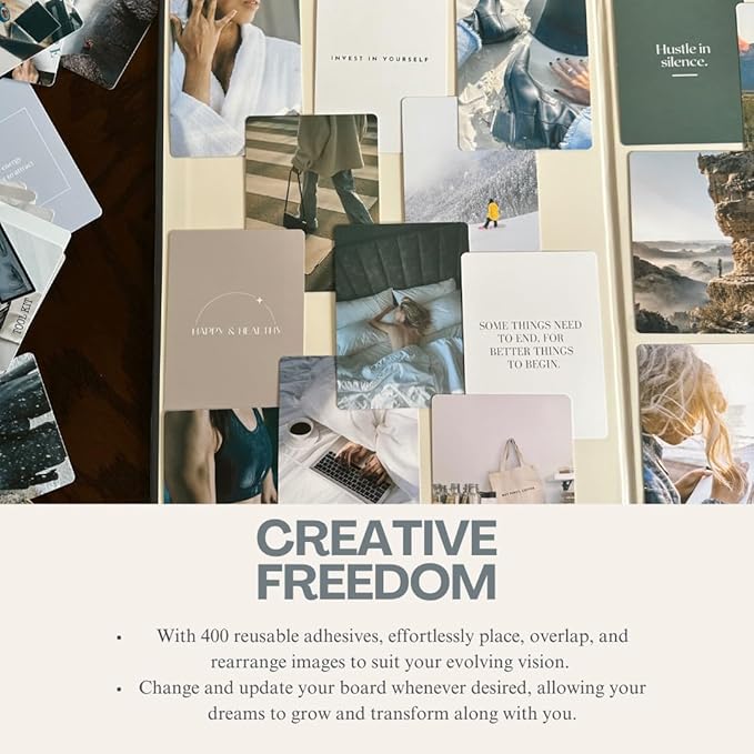 Daily Dopamine 2026 Vision Board Kit for Ambitious People, Foldable Mood/Dream Board for Manifestation, Visualization & Goal Setting,150 Aesthetic Images & Powerful Quote Cards - Vision Board Supplies
