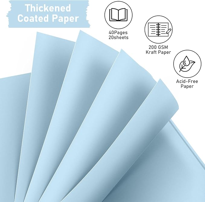 GOTIDEAL 7 x 7 Inch Scrapbook Album with Metallic Marker,40 Pages Kraft Paper Photo Albums for Wedding&Anniversary,Family DIY Scrap Books with Scrapbooking Stickers Corners(Blue)