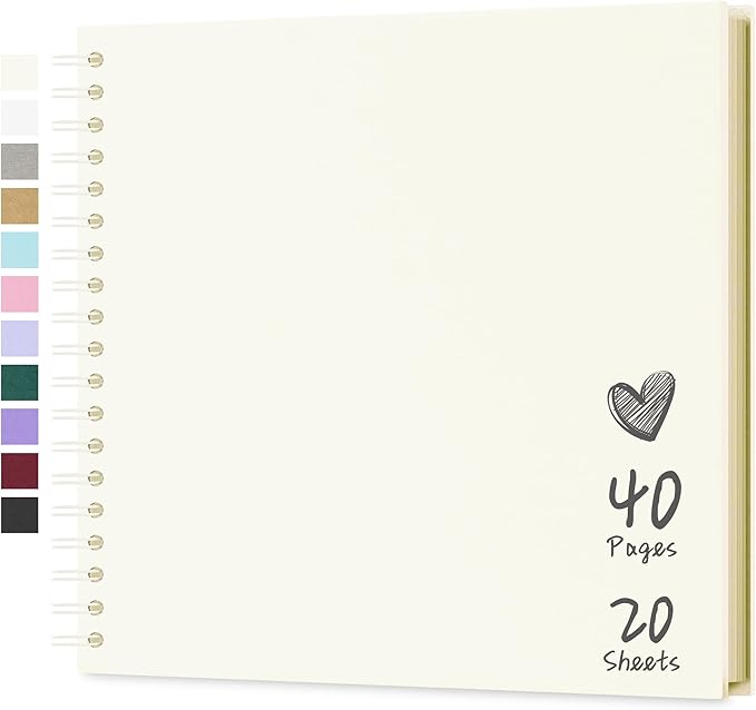 Scrapbook 10x10 Inch DIY Scrapbook Album Hardcover Kraft Paper Scrap Book Photo Albums 40 Pages Perfect for 4x6 / 5x7 Photos Memory Book for Family, Wedding