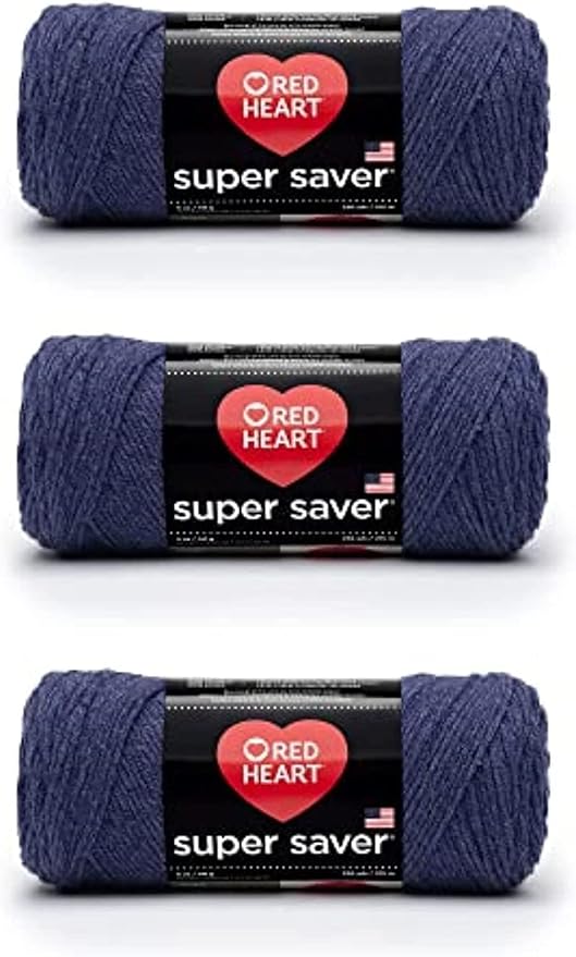 Red Heart Super Saver Denim Yarn - 3 Pack of 141g/5oz - Acrylic - 4 Medium (Worsted) - 364 Yards - Knitting/Crochet