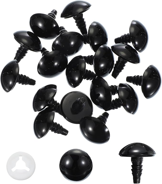PATIKIL 20mm Safety Eyes, 20 Pcs Plastic Craft Protective Film Safety Eye with Washers for Stuffed Animals Crochet Toys Dolls DIY Craft Making, Black