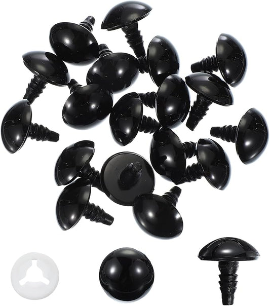 PATIKIL 20mm Safety Eyes, 20 Pcs Plastic Craft Protective Film Safety Eye with Washers for Stuffed Animals Crochet Toys Dolls DIY Craft Making, Black