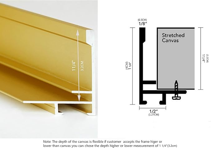 GVS-ART DIY Metal Floating Frame for 30X40 Canvas Painting Art,1 1/4"(3.2cm) Depth, Floater Frame,Mental Frame Kit, Cut to Pieces,Not Include Canvas or Mat. Brushed Silver Frame