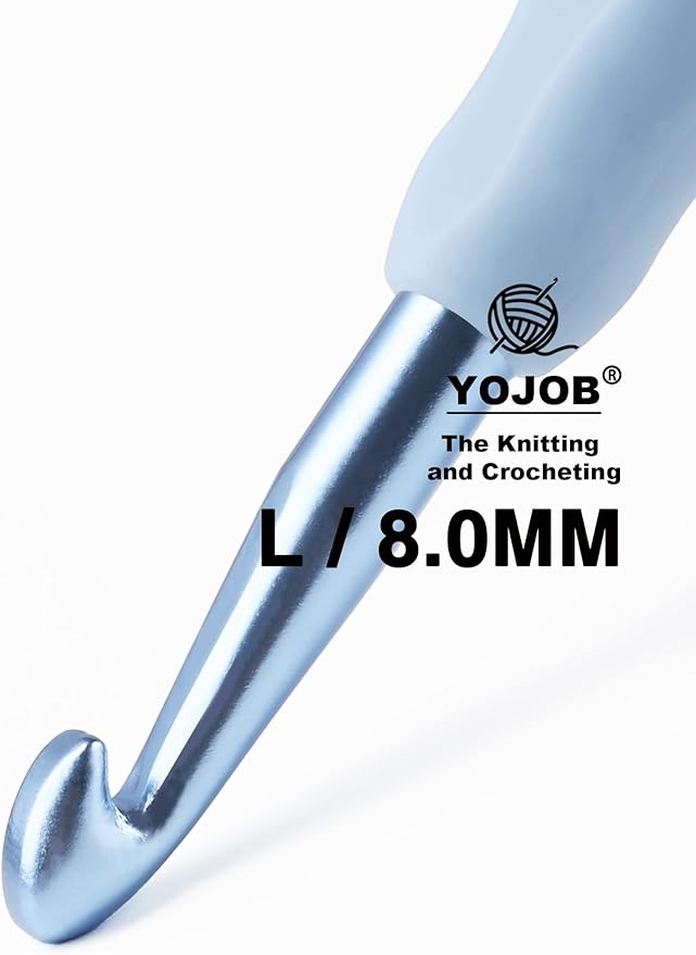 YOJOB 2Pack Size 7.0mm, L / 8.0mm Crochet Hooks, Super Smooth & Ergonomic for Beginner and Advanced (7.0mm, 8.0mm)