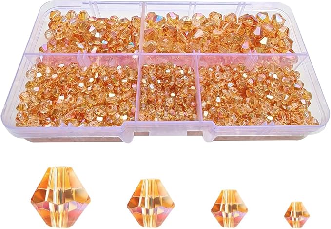 Bicone Glass Beads for Jewelry Making, Faceted Crytal Spacer Beads for Bracelet Necklace Earring (3mm 4mm 6mm 8mm Mixed Sizes, Wine Red 1040pcs)