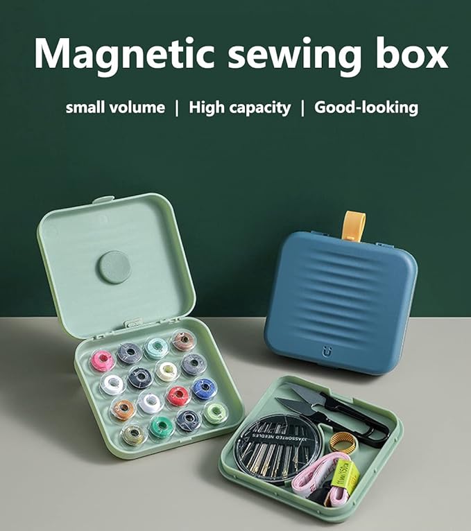 Small Sewing kit Travel Size, Mini Sewing Kits Storage-Box Gifts for Adults, Beginners DIY Easy Embroidery Thread Needle Accessories,Home and Hand Sewing Supplies, Basic Emergency Needle case (White)