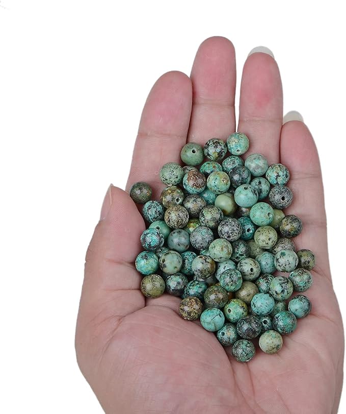 bymitel 140pcs natural crystal beads stone gemstone round energy healing loose beads with stretch cord for jewelry making bracelets anklets (african turquoise, 8mm 140pcs)