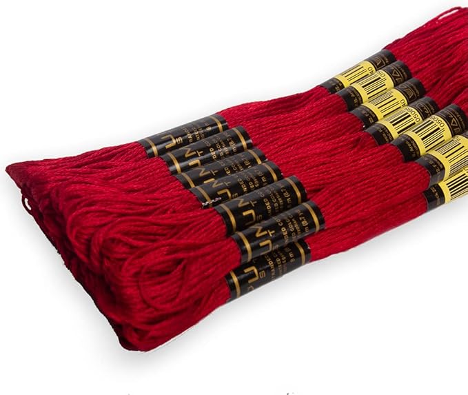 12 Pieces Red 47/321 Premium Embroidery Thread | 100% Egyptian Cotton Premium Skeins | Cross Stitch Embroidery Floss | Oeko TEX Certified Stranded Cotton (Red)