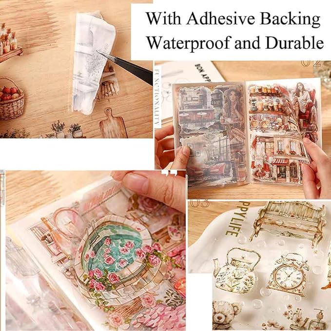 20 Sheets Reading Time Ephemera Sticker Book for Journaling Supplies, Aesthetic Fashion Girl Sticker for Scrapbook Kit Junk Journal, Pre-Cut PET Stickers for Bujo Planner Arts Craft