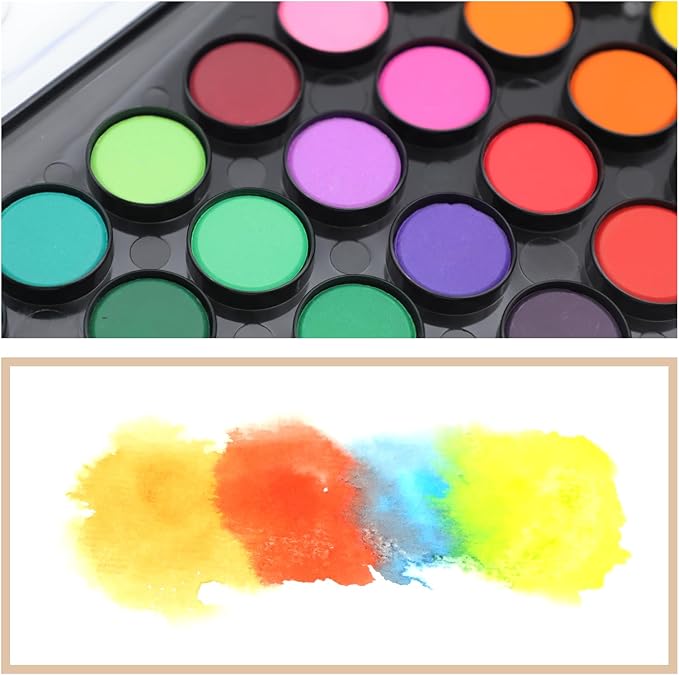 Artecho 48 Colors Watercolor Paint Set with 10 Paint Brushes, A5 Watercolor Paper Pad and 2 Watercolor Pens, Washable Water Colors Paint Adult Set