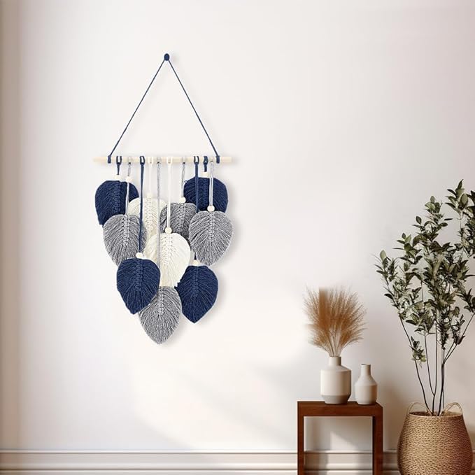 FREEBLOSS Macrame Leaf Wall Hanging Kit - Boho Wall Decor DIY Macrame Tapestry for Beginners