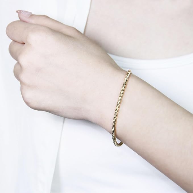 Exway 10 Pcs Snake Charm Bracelet Chain 6.5 Inch Gold Charm Bracelet Kit Snake Chain Bracelets Chain for Christmas DIY Women Jewelry Making Gifts