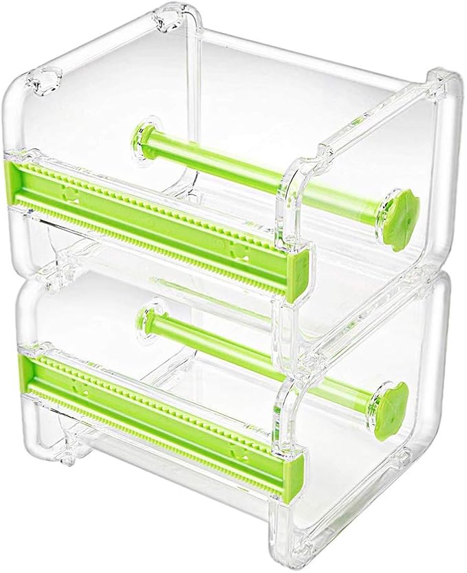molshine 2 Pack Transparent Desktop Multi Washi Masking Tape Storage Dispenser,Tape Cutter,Tape Roll Holder (Not Include Masking Tape) (Green)