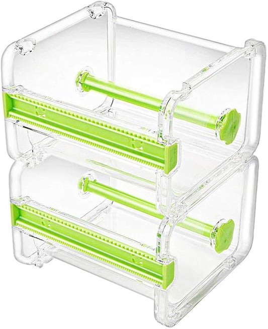 molshine 2 Pack Transparent Desktop Multi Washi Masking Tape Storage Dispenser,Tape Cutter,Tape Roll Holder (Not Include Masking Tape) (Green)