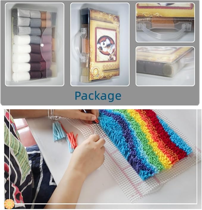 Merry Christmas Santa Clause Latch Hook Rug Kit for Adults Easy Carpet Cushion with Printed Canvas Crochet Yarn Craft DIY Hooking Tapestry for Home Floor Decoration Pets Pads 52x38cm(1)
