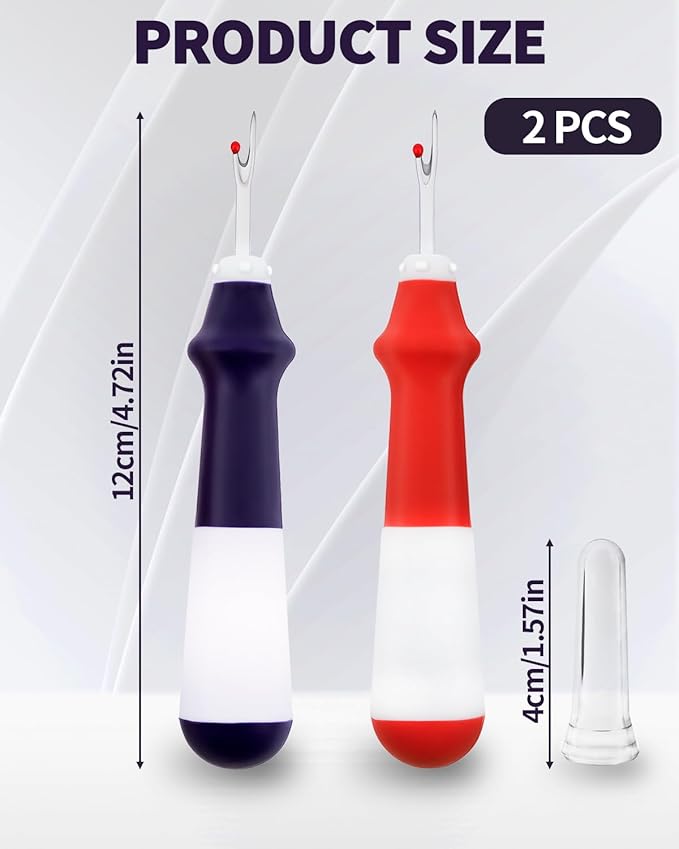 Needle and Thread Seam Ripper, Rippers for Sewing and Thread,Remover Stitch Tool for Hand Sewing, Knitting, Cross Stitching, Embroidery and Thread Removal (Blue+Red)