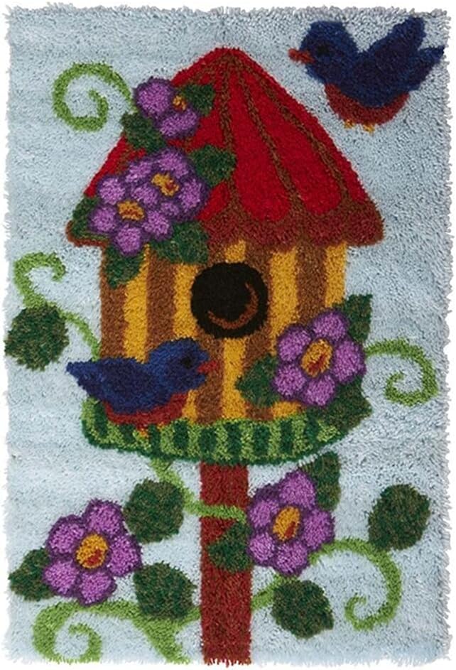 DL-YTG DIY Latch Hook Kits House Throw Carpet Embroidery Cover Rug Pattern Color Printed Canvas 52x38cm, Crochet Needlework Crafts for Adults