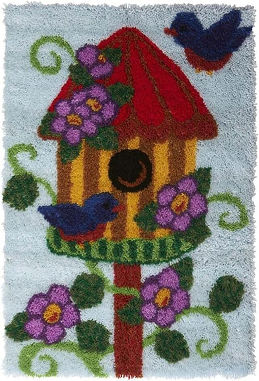 DL-YTG DIY Latch Hook Kits House Throw Carpet Embroidery Cover Rug Pattern Color Printed Canvas 52x38cm, Crochet Needlework Crafts for Adults