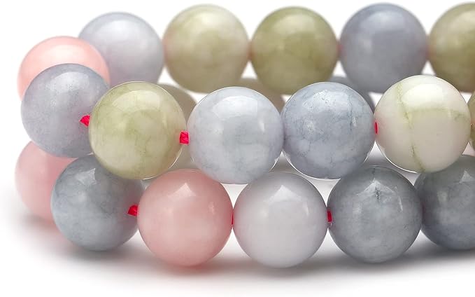 youngbling natural gemstone beads for jewelry making,8mm morganite polished round smooth stone beads for bracelet necklace 15 inch(morganite,8mm)