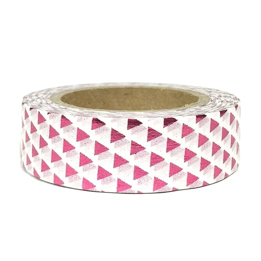 Wrapables Colorful Washi Masking Tape, Metallic Fuchsia Pyramids