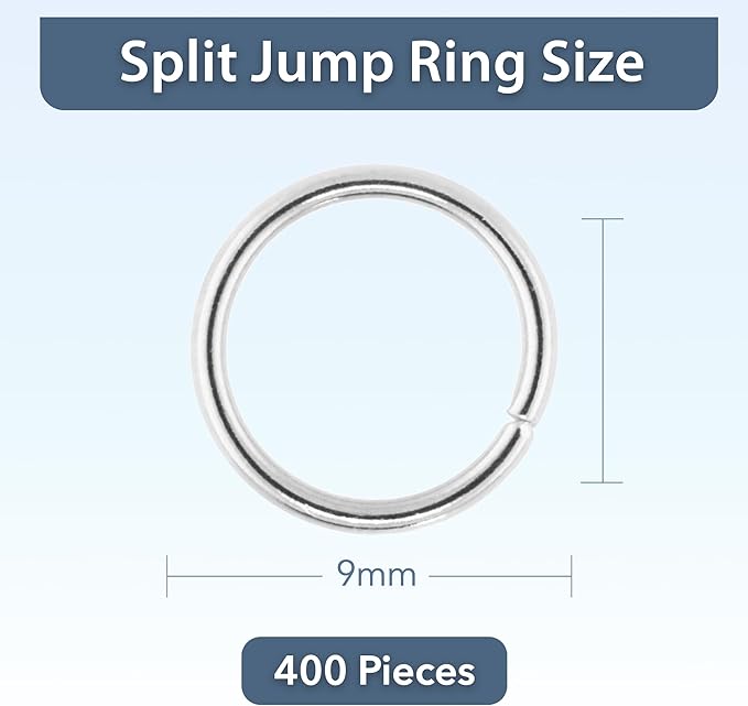 Mandala Crafts Assorted Silver Color Jump Rings Jewelry Findings Metal O Rings for Jewelry Making Supplies - 400 9mm Small Open Jump Rings Kit for Necklace Earring