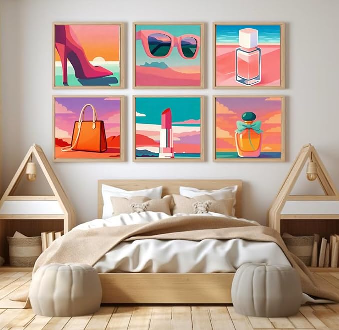 Canrichshop 6 Pack Framed Paint by Numbers Kit for Adults,Adult Paint-by-Number Kits on Canvas, DIY Oil Number Painting for Home Decor 8 x 8 inch