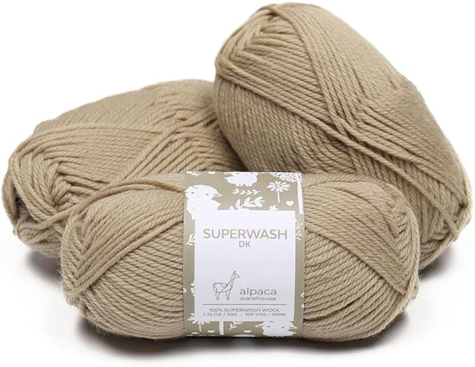 100% Pure Wool Yarn Superwash Set of 3 Skeins (150 Grams) DK Weight - Sourced Directly from Peru - Heavenly Soft and Perfect for Knitting and Crocheting (Wheat Field)