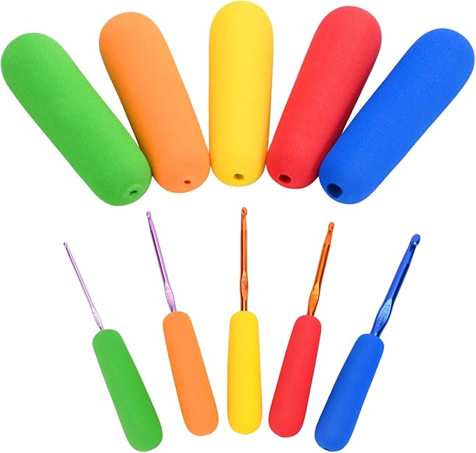 Crochet Hook Grip Ergonomic Grips Crochet Handle Multi-Size Ergonomic Crochet Hook Handle Attachment Fits 2mm-10mm Hooks-Great for Comfort and Arthritic Hands (Only EVA Handle)