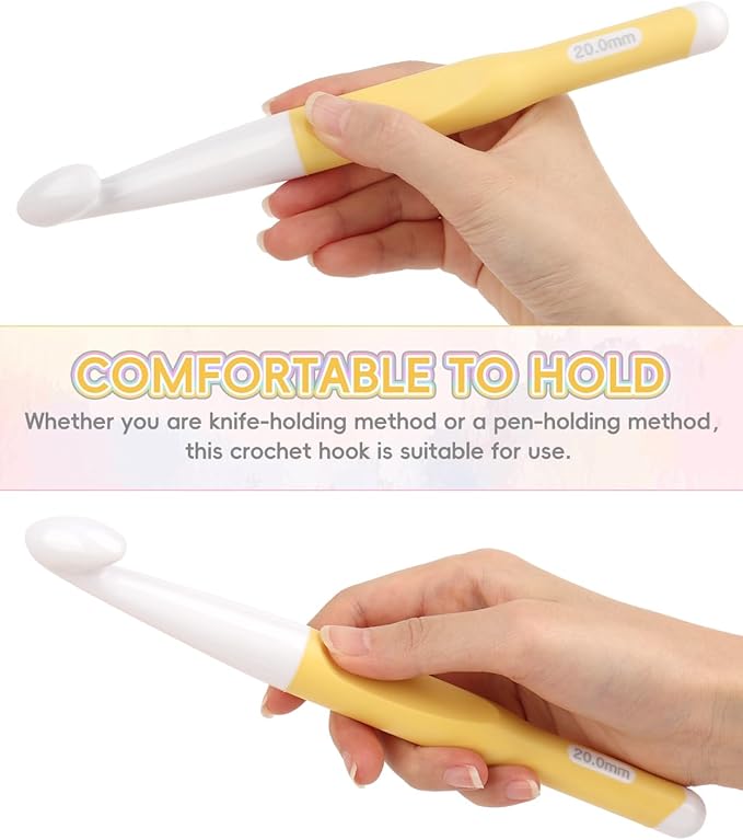 Aeelike Crochet Hooks 8mm, 10mm, 12mm,15mm, 20mm, Ergonomic Crochet Hooks Set with Large Rubber Handle for Chunky Yarn Weaving Blanket DIY Crafts,Ideal Gift