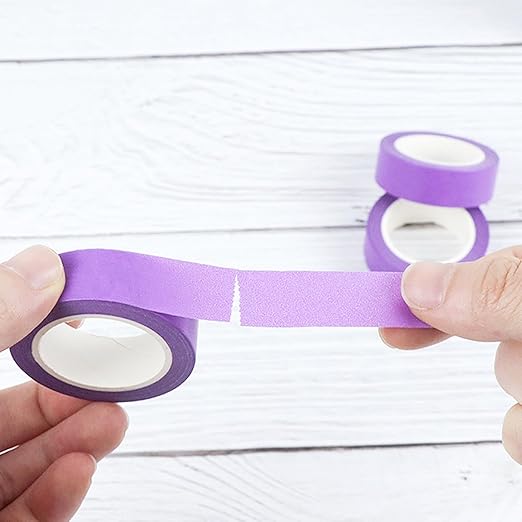 NatSumeBasics 3 Purple Washi Tapes Plain Decorative Masking Tape, 32 Feet Self-Adhesive Tapes for Packaging Decor Journals Scrapbooks Planners DIY Crafts Gift (Purple)