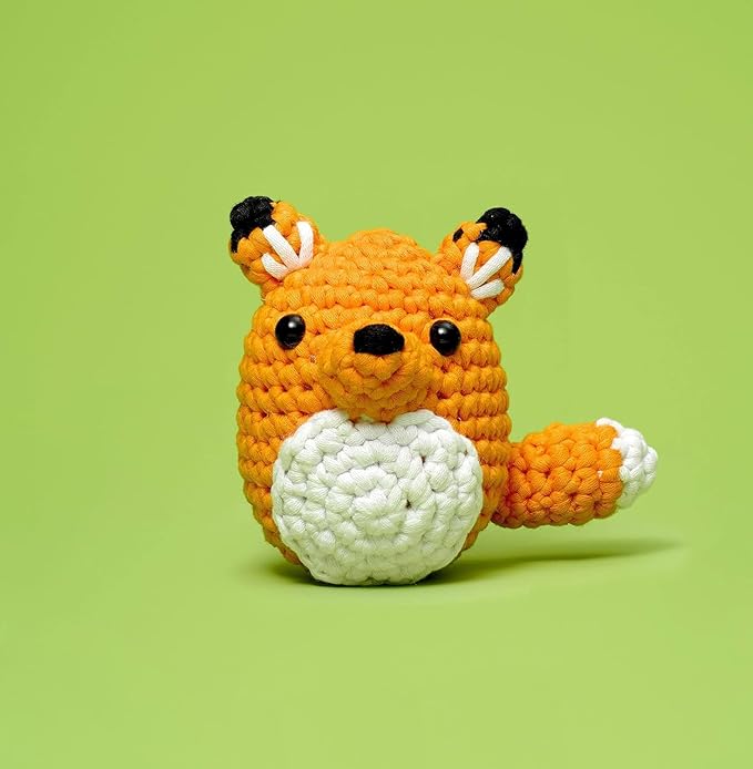 the woobles crochet kit for beginners - easy arts and crafts knitting & crochet animals kit as seen on shark tank - felix the fox