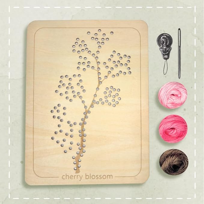 Wooden Flower Lacing Embroidery Kits for Beginners, Set of 5 Learn-to-Stitch Craft Boards, Sewing & Embroidery Art Kits for Kids Ages 8+, DIY Craft Projects, Educational Gifts, Party Favors (Spring)