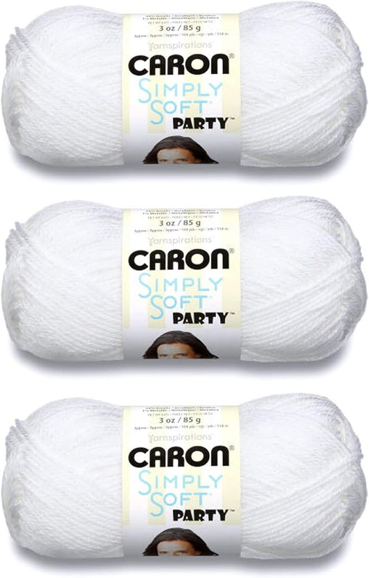 Caron Simply Soft Party Snow Sparkle Yarn - 3 Pack of 85g/3oz - Acrylic - 4 Medium (Worsted) - 164 Yards - Knitting/Crochet