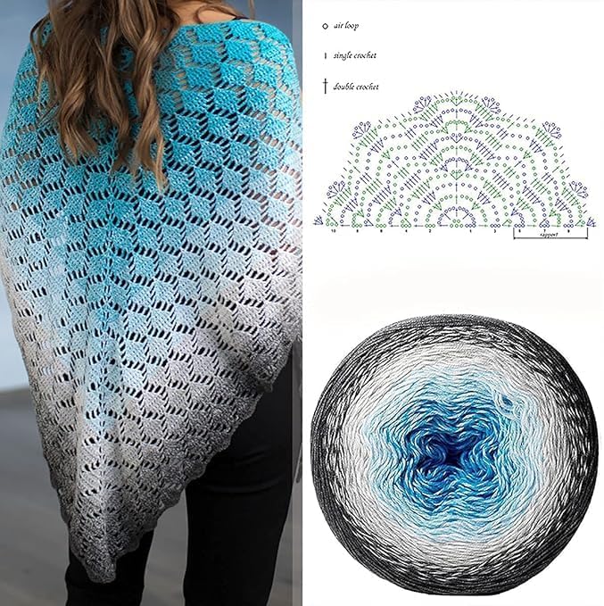 YarnArt Flowers – Gradient Cotton Acrylic Blend, 250g (8.8 oz), 1094 yds, Lightweight Sport Yarn for Crochet, Knitting, Shawls, Summer Projects - 1 Fine Skein (251)