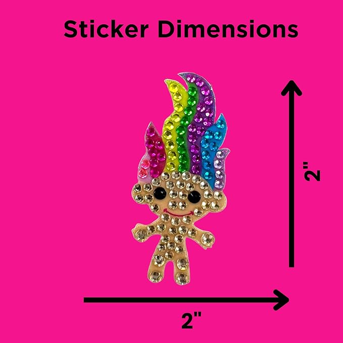 stickerbeans® rhinestone stickers - retro set 4-pack, 2” x 2” each, unique sparkly cut-to-shape for collecting, trading, decorating laptops, phone cases, scrapbooks, for kids, teens, & adults