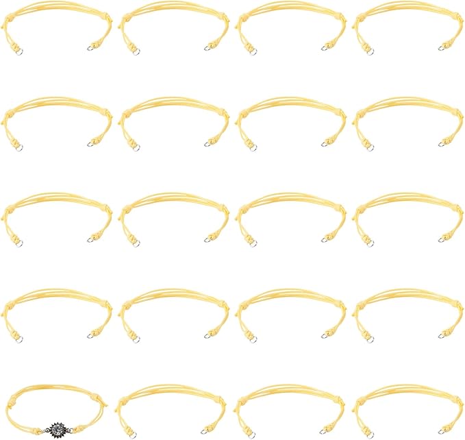 KISSITTY 20pcs Adjustable Bracelet Cords for Connector Charms Waxed Polyester Thread Cord Yellow Color Half Finished Bracelet for Friendship Bracelets Jewelry Making