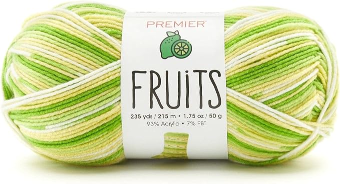 Premier Yarns Fruits Yarn, Acrylic Sock Weight Yarn for Crocheting and Knitting, 235 yds, Lime