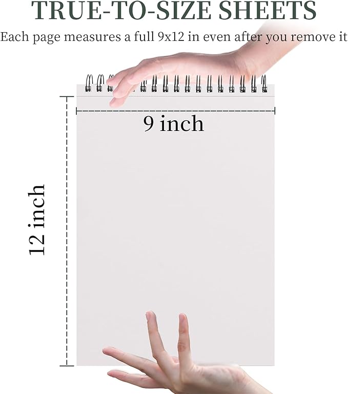sufly sketch book for kids, 9"x12" sketch pad, 100 sheets top spiral sketchbook, 68lb/100gsm acid-free drawing paper pad, sketch pads for drawing for adults, ideal for beginners, artists & teen.