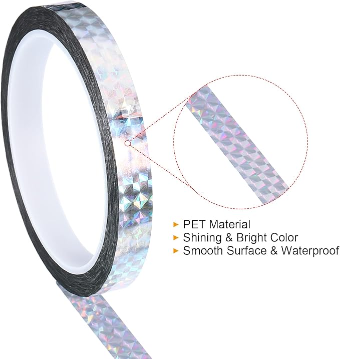 PATIKIL Prism Tape 0.5 Inch x 55 Yards, Holographic Metalized Reflective Adhesive for Detailing Accent Wall Decor Art, Silver