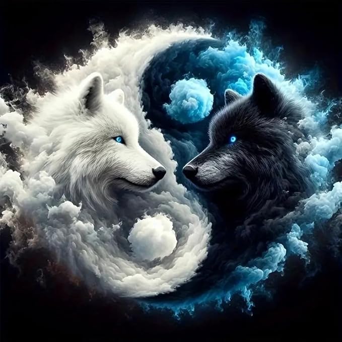 Wolf Stamped Cross Stitch Kits for Beginners Adults, Animal Dimensions Needlepoint Art Crafts,Counted Cross Stitch Kits Embroidery Kits for Beginners Adults for Home Decor 13.8X13.8inch