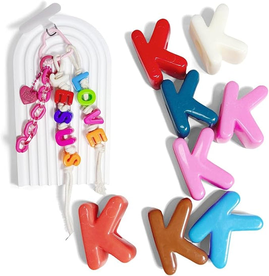 Maerolre 20Pcs Large Letter Beads, 20mm Big Acrylic Bubble Alphabet Beads, Colorful Plastic Beads for DIY Keychains, Jewelry Making, Phone Crafts Projects - K