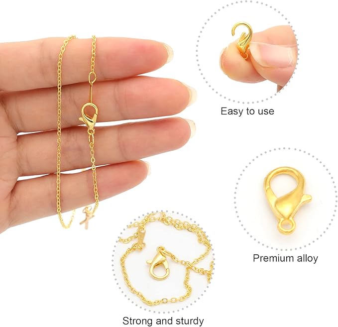 Lobster Claw Clasps, 300 Pcs 12mm Bracelet Closures with Jump Rings for Jewelry Making DIY Keychain Necklace by FENGWANGLI(Gold)