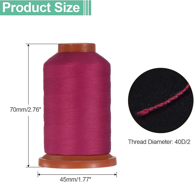 uxcell 40D/2 Sewing Thread 1100 Yards Polyester Household Sewing String Hand Stitching Polyester Cord for Clothing Stitching Shoe Bag Repairing DIY Craft Dark Purple Red