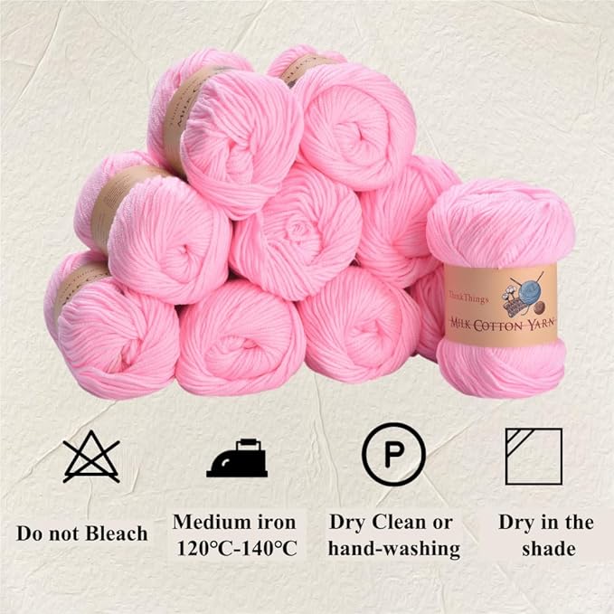 Acrylic Yarn for Crocheting Bulk, DIY Knitting Light Pink Yarns Large 10Balls Pack 17.6oz, Weaving Knit Tool Pink Crocheted for Beginners