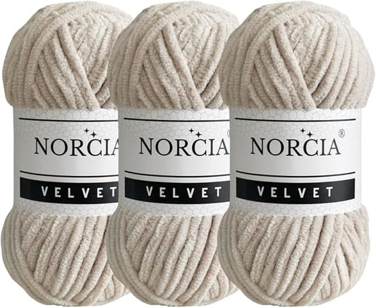 Soft Velvet Yarn Chenille for Crocheting Super Bulky 3x100g (3x74.3 yds) Baby Blanket Yarn for Knitting Amigurumi