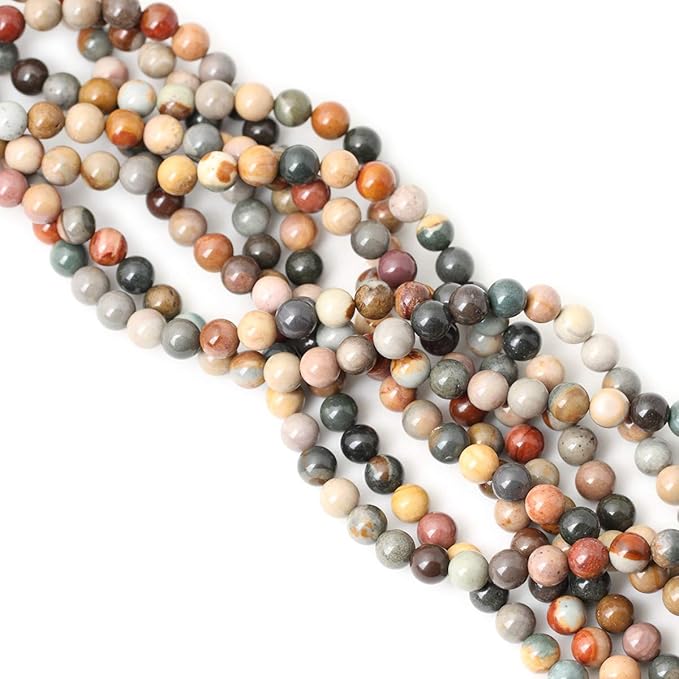 cheavian 45pcs 8mm natural usa picture stone gemstone round loose beads for jewelry making diy findings 1 strand 15"