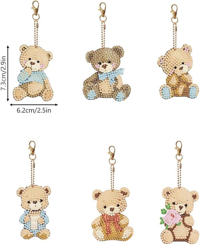 Diamond Painting Keychains Kits, Double Sided Diamond Art Keyrings for Adults, DIY Art Key Rings Ornaments Kits