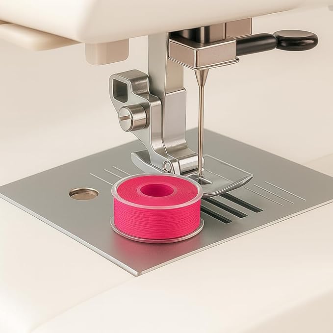 Mandala Crafts 144 Hot Pink SA156 Prewound Bobbins for Singer Sewing Machine -15J SA156 Prefilled Bobbin Thread for Brother Sewing Machine and Embroidery
