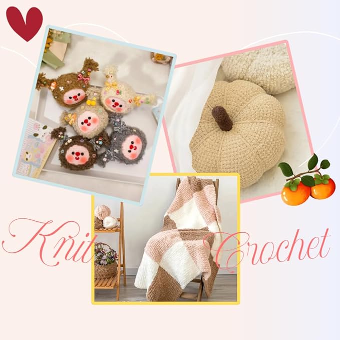 Plush Crochet Yarn for Beginner, 10 Assorted Colors Fluffy Blanket Yarn for Amigurumi and Crocheting 17.6Oz/87.5yds