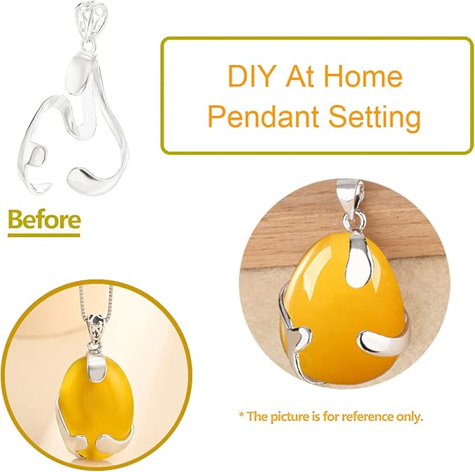 925 Sterling Silver Oval Cabochon Pendant Setting fit 22X34mm Irregular Stone Necklace Charm for Handmade Jewelry